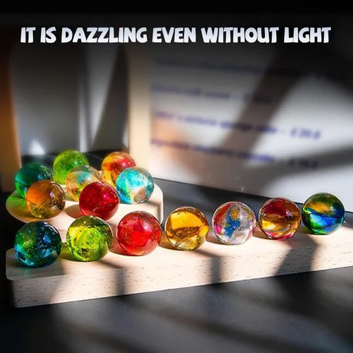 Miniatura 7 de Bola de cristal con base de luces LED de madera, luz nocturna de cristal colorida, 7 bolas de cristal, luces USB decorativas, mesa USB, lámpara