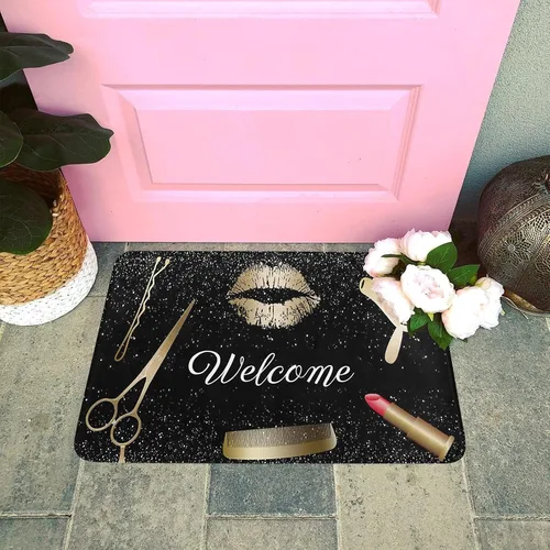 Miniatura 2 de Felpudo de goma antideslizante con estampado brillante para peluquería, para interiores y exteriores, patio, puerta delantera, decoración del hogar