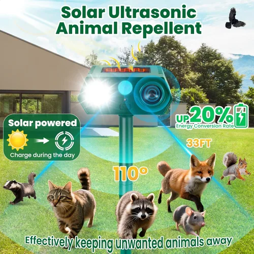 Miniatura 2 de Paquete de 2 dispositivos repelentes de ciervos repelente de animales ultrasóni