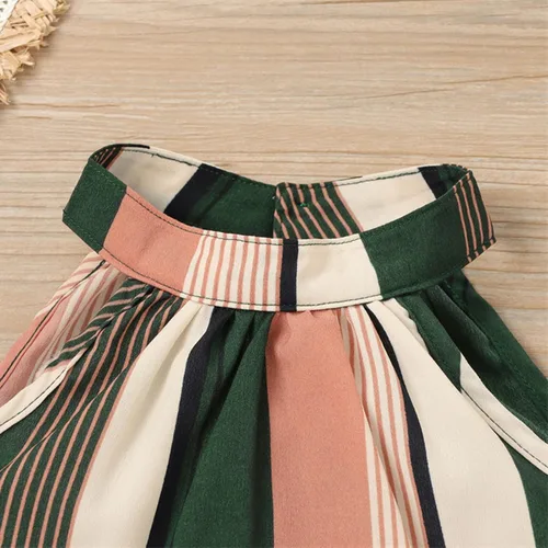 Miniatura 5 de Conjunto de pantalones cortos sin mangas a rayas coloridas para niñas y niñas pequeñas