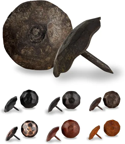 Miniatura 33 de Paquete de 25 clavos decorativos de 1,25 pulgadas de cabeza redonda grande – oxidados – sujetadores rústicos redondos hechos a mano para persiana