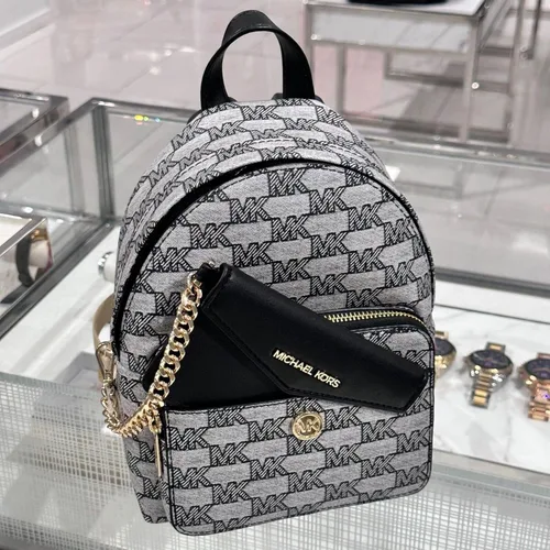 Miniatura 7 de Michael Kors Maisie XS 2IN1 Mochila Cartera Bolso Jacquard Cuero Negro
