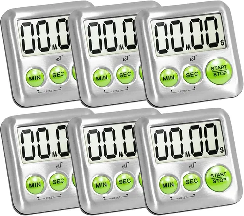 Miniatura 9 de Temporizador de cocina digital elegante de acero inoxidable - Carbón - Parte posterior magnética fuerte - Soporte de patada - Alarma fuerte