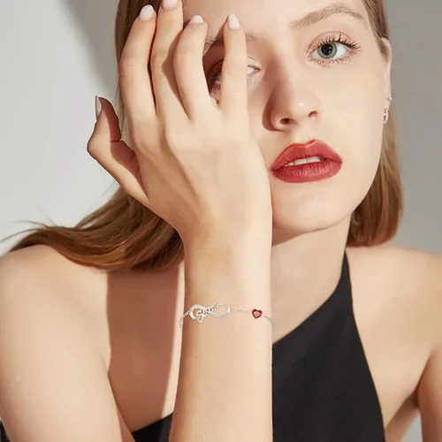 Miniatura 5 de Palpitate Pulsera Sister Infinity de plata de ley para mujer, joyería con piedra natal
