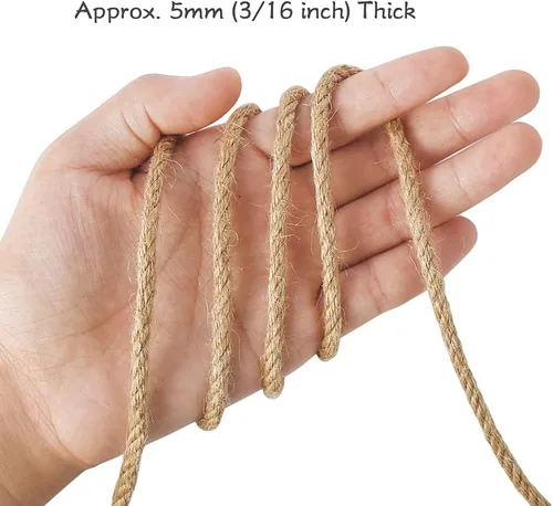 Miniatura 3 de Cuerda de yute Tenn Well de 5 mm, cuerda de 164 pies de 4 capas trenzada gruesa para jardinería, manualidades, reciclaje, poste rascador de gatos