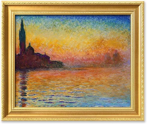 Miniatura 68 de IPIC - Reproducción artística de los lirios de agua de Claude Monet 1906, impresiones giclée coinciden con el marco dorado clásico, arte de pared
