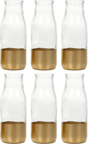 Miniatura 12 de Hosley Juego de 12 jarrones pequeños de cristal dorado de 5.5 pulgadas a granel para tallos individuales, decoración de centro de mesa para bodas