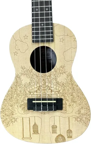 Miniatura 3 de Ukelele de la serie de artistas con parte superior de abeto sólido y parte trasera de caoba y lados kit para principiantes con bolsa de concierto