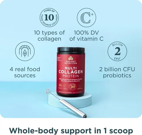 Miniatura 3 de Ancient Nutrition - Péptidos de colágeno en polvo, proteína multi-colágeno, para mujeres y hombres, con vitamina C, probióticos, colágeno