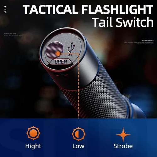 Miniatura 6 de SuperFire Linternas tácticas compactas, linterna pequeña con zoom con chips potentes, mini linterna LED recargable, linterna de bolsillo de 4 modos
