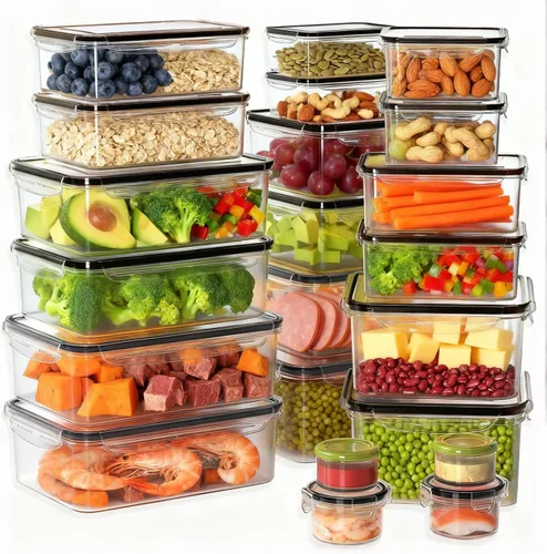 Miniatura 11 de 40 recipientes reutilizables de almacenamiento de alimentos con tapas herméticas, 100% de plástico a prueba de fugas, organizador de cocina de grado