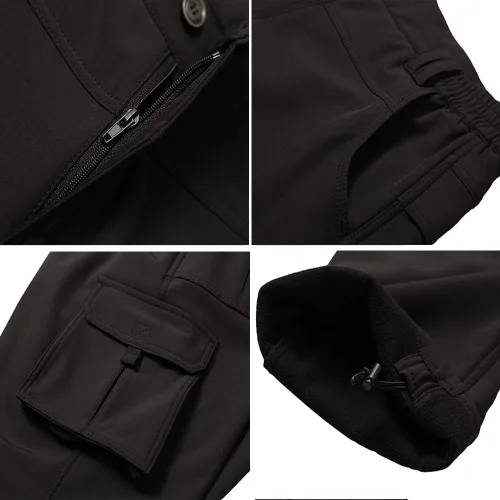 Miniatura 3 de linlon Pantalones cargo de senderismo para niños y jóvenes, impermeables, con forro polar suave y forro polar, pantalones de nieve aislados, Nieve