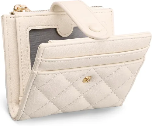 Miniatura 10 de GAEKEAO Billetera pequeña para mujer, de piel plegable, con bloqueo RFID, tarjetero para tarjetas de crédito, bolsillo con cremallera, monedero
