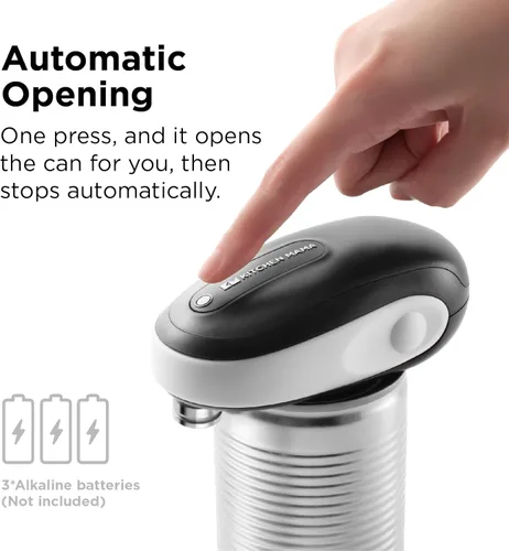 Miniatura 2 de Kitchen Mama Abrelatas Eléctrico One-To-Go: Un Toque, Parada Automática, Borde Liso, Elevación de Tapa, Seguridad, Automático, Magnético, Blanco