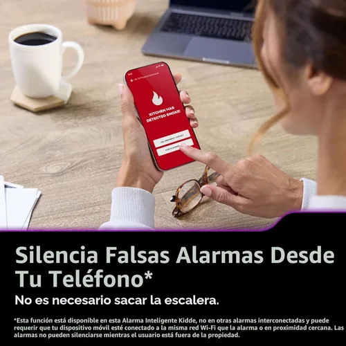 Miniatura 8 de Kidde Detector inteligente de humo y monóxido de carbono habilitado por la aplicación Kidde con cableado, respaldo de batería AA, alertas de voz
