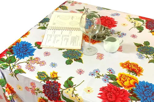 Miniatura 6 de Alux Mantel de Hule Sweet Flower - Azul - Vinilo Plástico PVC - Mantel de Plástico (Círculo de 55 pulgadas)
