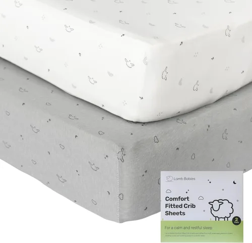 Sábanas de algodón para cuna, suaves y transpirables para niños y niñas, ajuste seguro para colchón de cuna estándar, ropa de cama de bebé de fácil