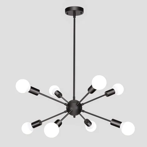 Miniatura 9 de LASENCHOO Lámpara de techo Sputnik, lámpara de techo de 8 luces Sputnik en níquel cepillado, lámparas de araña Sputnik, lámpara de techo moderna