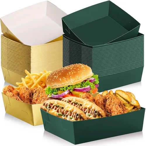 Miniatura 28 de Uiifan 50 bandejas de papel extra grandes de 5 libras desechables para alimentos, barco, nachos, bandejas para servir aperitivos, resistentes a