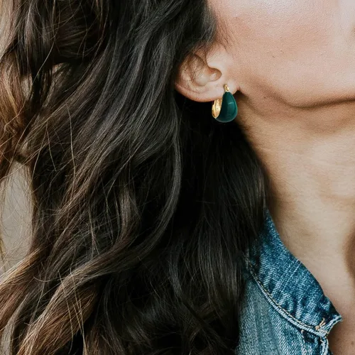 Miniatura 2 de Sonateomber Aretes de aro gruesos y gruesos para mujer, diseño vintage dorado con circonita cúbica, orejas sensibles, hipoalergénicas, regalo