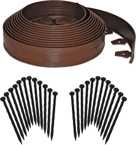 Miniatura 9 de EasyFlex Borde de jardín de pared alta sin excavación con picos de anclaje, 2.5 pulgadas. Borde de jardín de plástico recto alto con textura de Negro