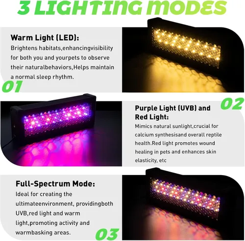 Miniatura 2 de HNRLOY Luz de reptil UVB, lámpara de reptil LED regulable UVA UVB de 9 W para dragón barbudo, camaleón, tortugas, gecko, serpiente, lagarto