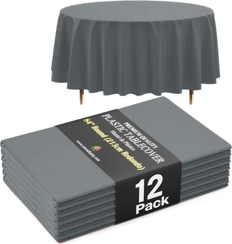 Miniatura 26 de Exquisite 66% Thicker Premium Aqua Round Tablecloth 0.5 Mil 6 Pack Plastic Table Cloth Disposable 84 Inch Round Plastic Tablecloth Won't Tear Easily