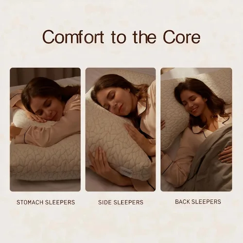 Miniatura 2 de Almohadas de espuma viscoelástica Luneast para dormir ajustable, transpirable, para dormir de lado, espalda y estómago, funda de almohada lavable