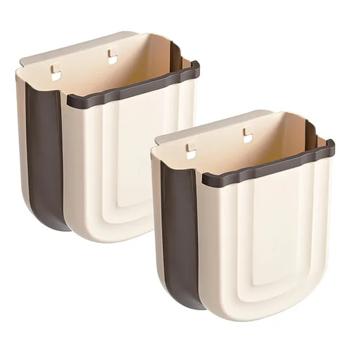 Miniatura 9 de Cubo de Basura Plegable Montado en la Pared para Gabinete de Cocina - Contenedor de Residuos Pequeño Colgante de 2.4 Galones, Cubo de Basura