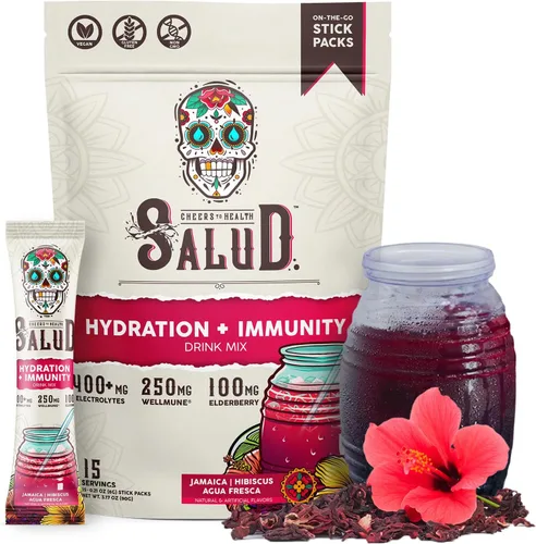Miniatura 17 de Paquetes de Hidratación 2-en-1 Salud + Polvo de Electrolitos para la Inmunidad, Margarita de Sandía - Mezcla para Bebida de Agua Fresca, Baya
