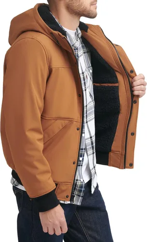 Miniatura 4 de Levi's Chaqueta bomber con capucha y forro de sherpa suave para hombre