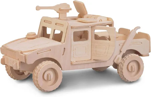 Puzzled Rompecabezas 3D H1 Truck SUV Kit de modelo de construcción de artesanía de madera, divertido juguete único y educativo del ejército de