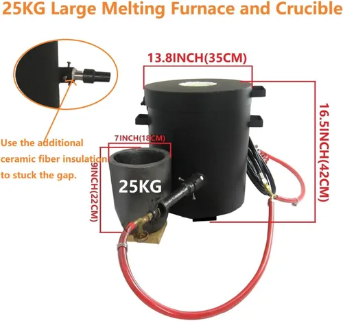 Miniatura 2 de Kit de horno de fundición de propano grande de 55.1 lbs (55 libras) con crisol de 55.1 lbs, quemadores de doble forja, horno de fundición