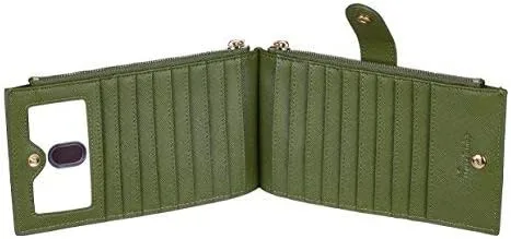 Miniatura 3 de Travelambo Billetera para mujer con bloqueo RFID plegable para múltiples tarjetas con bolsillo con cremallera, Ejército Verde 7224, Minimalista