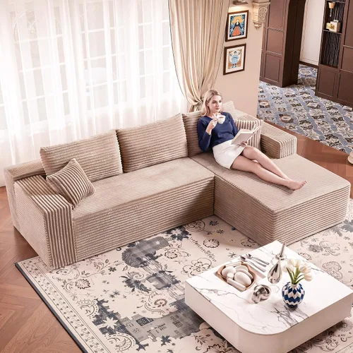 Miniatura 16 de Sofá modular gris con otomana, sofá modular de nube de 108 pulgadas para sala de estar, sofá moderno en forma de U, no requiere montaje, tela