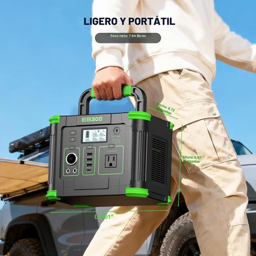 Miniatura 5 de GRECELL- Central eléctrica portátil 300 W, generador solar 288 Wh c/salida USB-C PD 60 W, salida CA de onda sinusoidal pura 110 V, batería de litio
