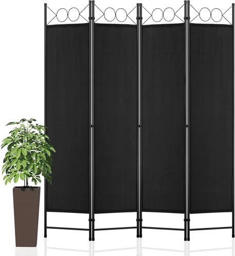 Miniatura 9 de Divisor de habitación, pantalla de privacidad plegable de 4 paneles, divisores de habitación con marco de acero de 6 pies, montaje libre, separador