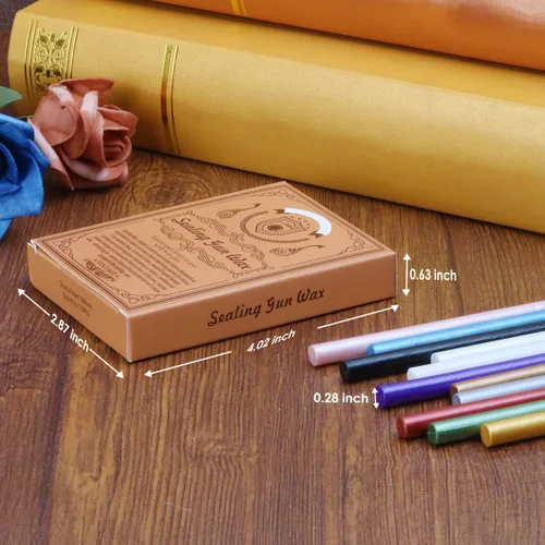 Miniatura 5 de 40 varillas de cera de sellado de color morado rojizo con pistola de pegamento y 2 bolígrafos de sellado de cera para invitaciones de boda