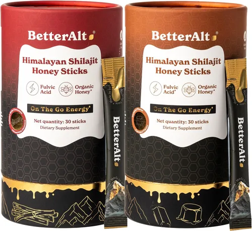 Better Alt Paquete de 2 palitos Shilajit del Himalaya puro (canela + caramelo) | Fácil de consumir | 60 barras para impulso de energía y apoyo