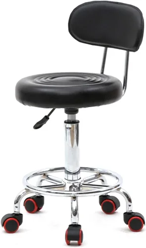 Miniatura 3 de Taburete giratorio para salón con soporte de espalda, taburete hidráulico ajustable con respaldo para masaje de belleza peluquero tatuaje