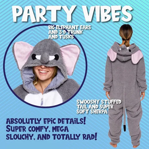 Miniatura 2 de Funziez! Mameluco de sherpa ajustado para adultos, disfraz de Halloween de animales, traje de cosplay de una pieza de felpa para mujeres y hombres