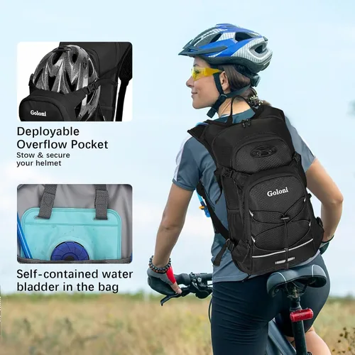 Miniatura 6 de Mochila de hidratación, mochila de senderismo ligera con vejiga de agua de 2 L, mochila de agua para ciclismo, correr, festival