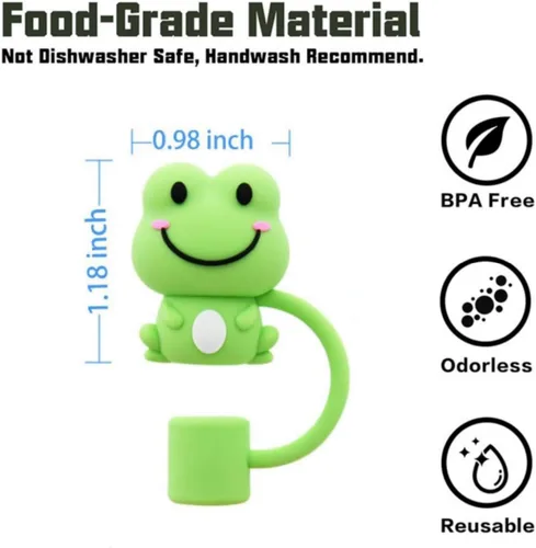 Miniatura 2 de 2 fundas de popote de rana verde para copa Stanley, fundas de silicona compatibles con tazas Stanley, toppers para vasos Stanley de 30 oz/40 onzas