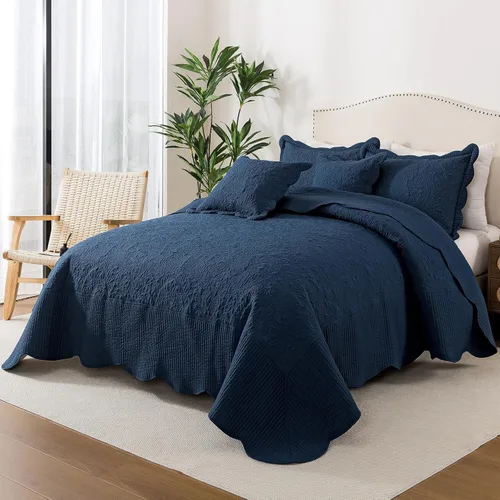 Miniatura 315 de HoneiLife - Juego de colcha de tamaño Queen, juego de ropa de cama de pana bordada de 3 piezas, colcha de lujo, ligera, cálida, para todas las Pana