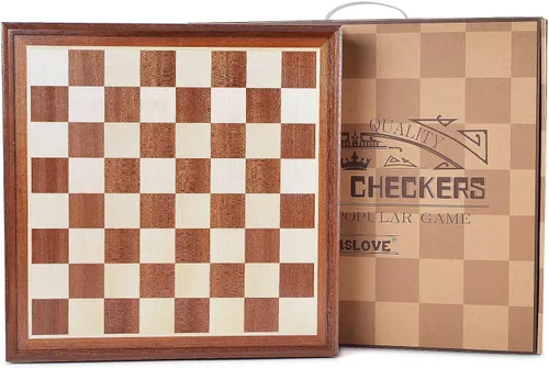 Miniatura 7 de VAMSLOVE Juegos de mesa de ajedrez y damas para adultos, tablero de madera de lujo de 15 pulgadas con caja de almacenamiento, tamaño grande clásico
