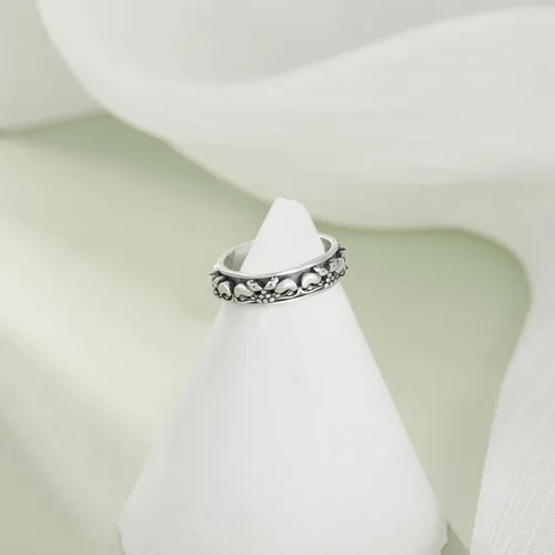 Miniatura 24 de YAFEINI Anillo giratorio de plata de ley con elefante, mal de ojo, abeja, cruz, cráneo, montaña, luna triple, conejo, anillo giratorio