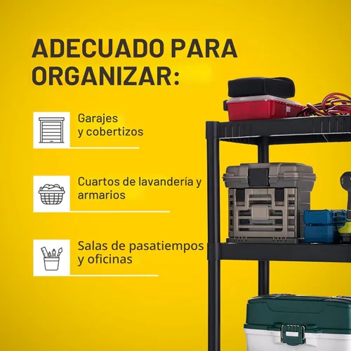 Miniatura 4 de Plano Estantes de almacenamiento de plástico de 4 estantes, 48 x 23 x 14 pulgadas, capacidad de 200 libras, estantes de despensa, oficina, armario