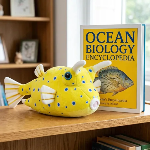 Miniatura 3 de Juguete de peluche Spiny Boxfish – Juguetes de peluche de pez boj espinoso realista, modelo de criaturas marinas súper suaves, colección de regalo