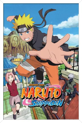 Miniatura 13 de Trends International Naruto Shippuden - Póster de pared de salto, 14.725 x 22.375 pulgadas, versión enmarcada de madera de granero
