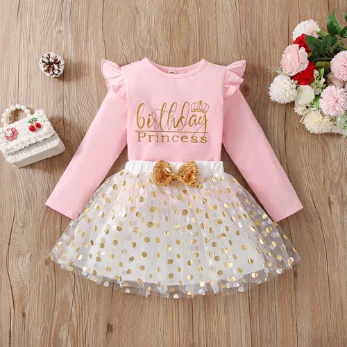 Miniatura 2 de Toddler Kids Baby Girls Birthday Princess Outfits Dress Vest Tank Top Dot Mesh Tutu Skirt